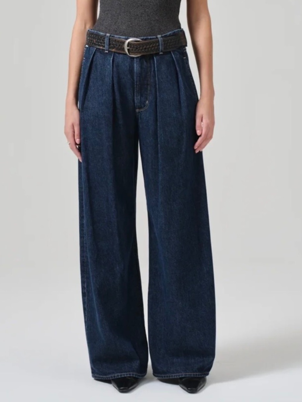 Citizens of Humanity Petra Pleated Wide Leg Denim Trouser Eden SZ 27
